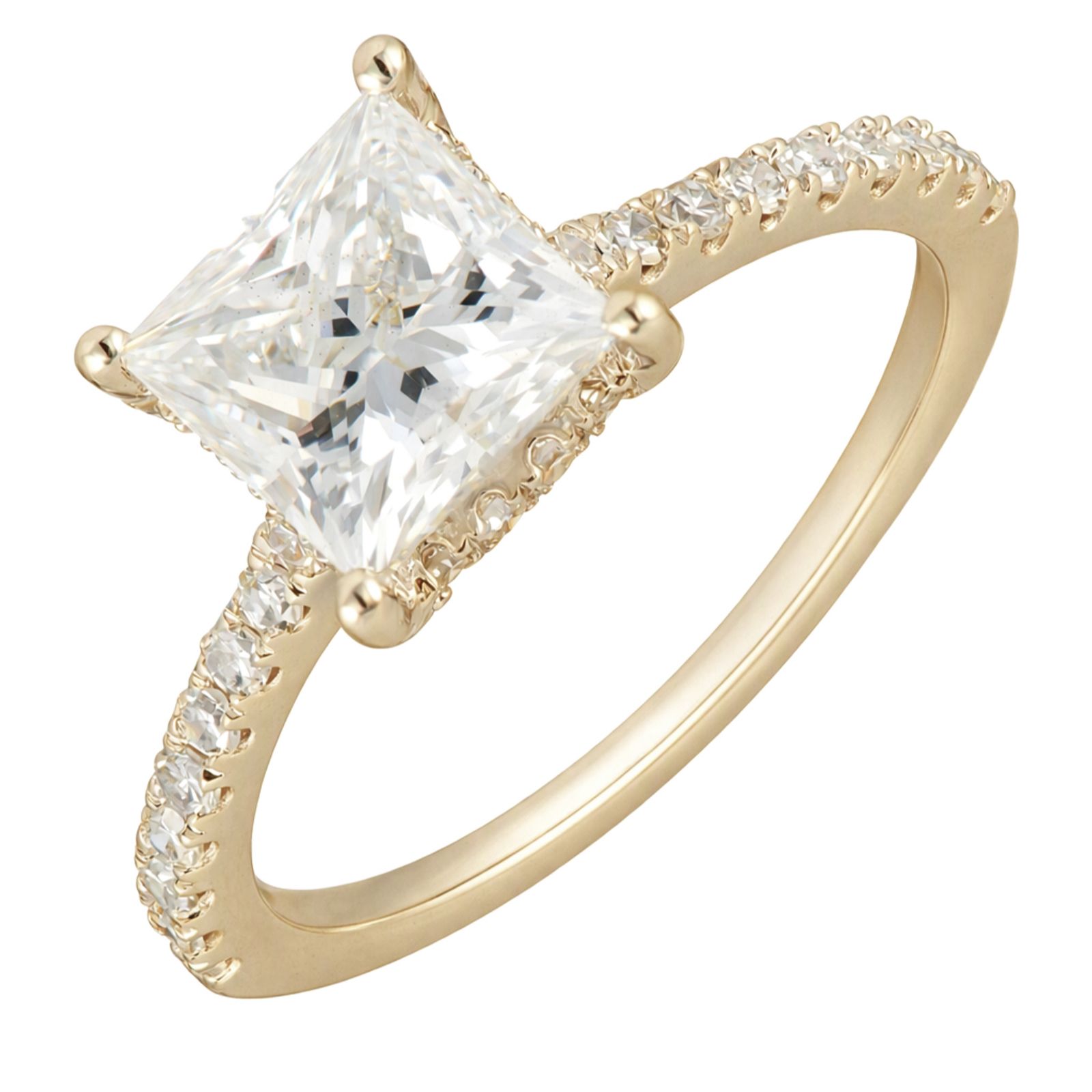 Fire Light 2.3ct Lab Grown Diamond Hidden Halo Princess Cut Ring 9ct Gold