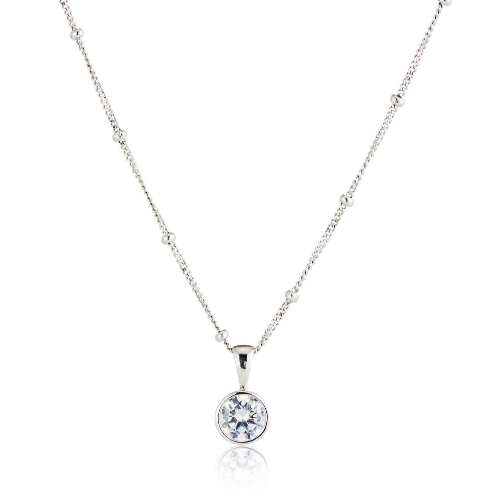 Diamonique 1.7ct tw Solitaire Pendant & 45cm Necklace Sterling Silver ...