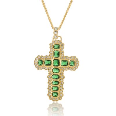 Jacqueline Kennedy Collection Emerald Crystal Cross 46cm Necklace - QVC UK