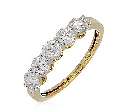 1.00ct Diamond 5 Stone Eternity Ring 18ct Gold