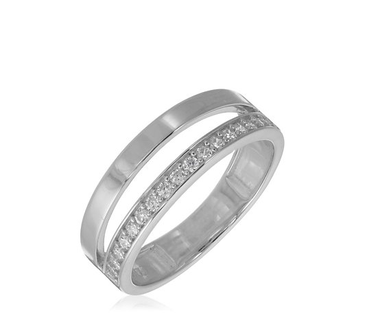 Simplicity By Diamonique Double Row Ring Sterling Silver
