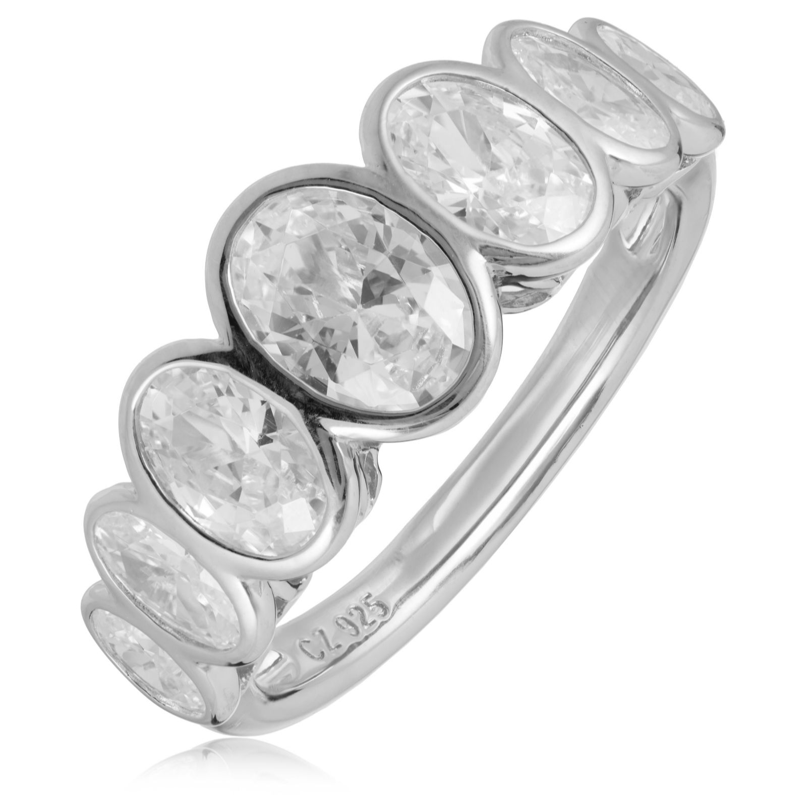 Diamonique 2.6ct tw Oval 7 Stone Ring Sterling Silver