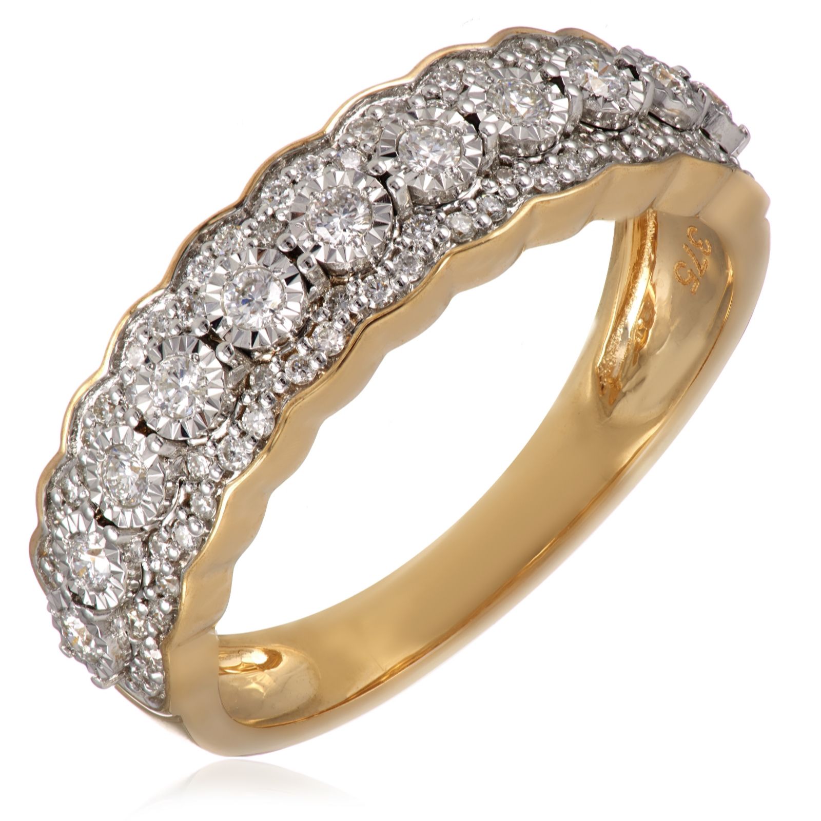 0.31ct Diamond Scalloped Eternity Ring 9ct Gold