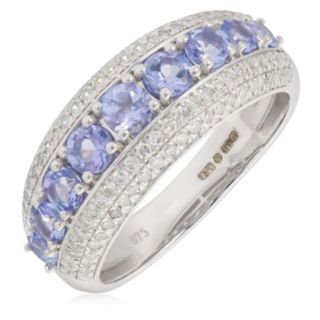 0.92ct AA Tanzanite & 0.40ct Diamond Band Ring 9ct Gold