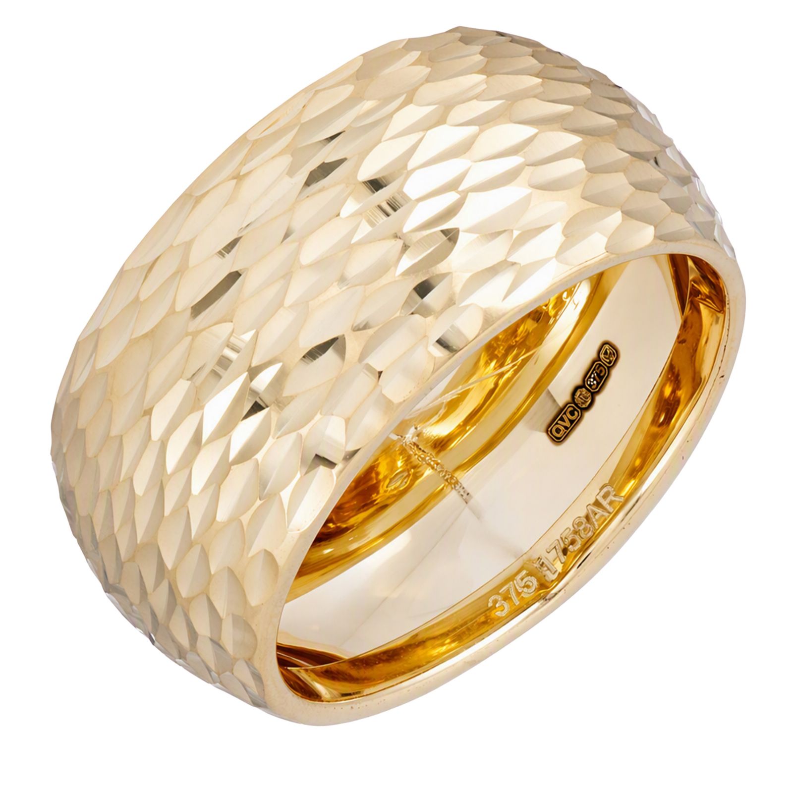 GOLD 9ct Italian Diamond Cut Band Ring