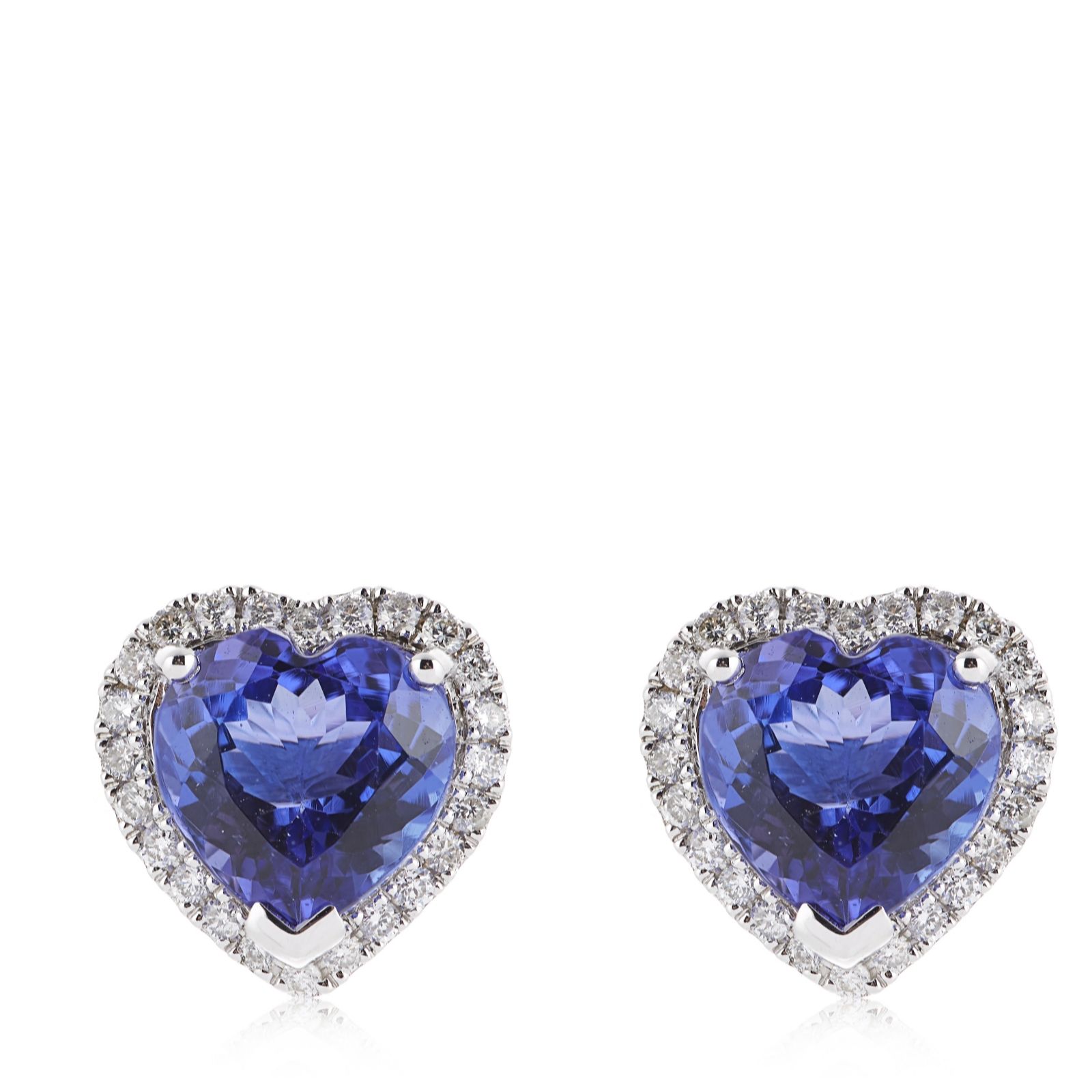 4.00ct AAA-AAAA Tanzanite Heart Cut Halo 0.30ct Diamond Stud Earrings ...