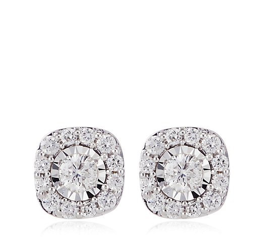 Outlet 0.50ct Diamond Cushion Shape Stud Earrings 9ct Gold