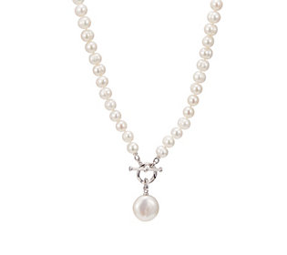 Lara Pearl 8-9mm Cultured Pearl Necklace with Pearl Enhancer Sterling Silver