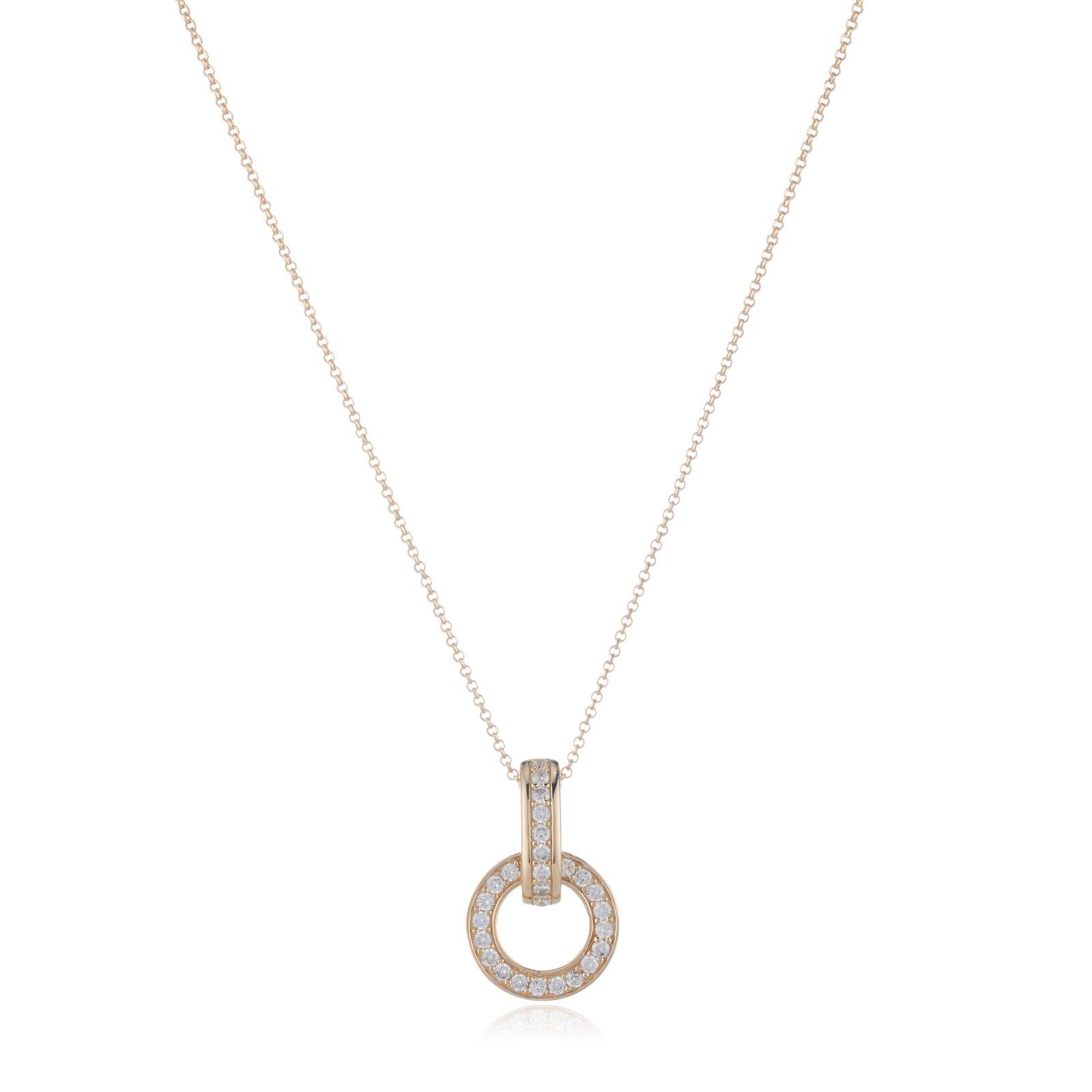 Diamonique 0.87ct tw Channel Set Circle Pendant Necklace Sterling Silver