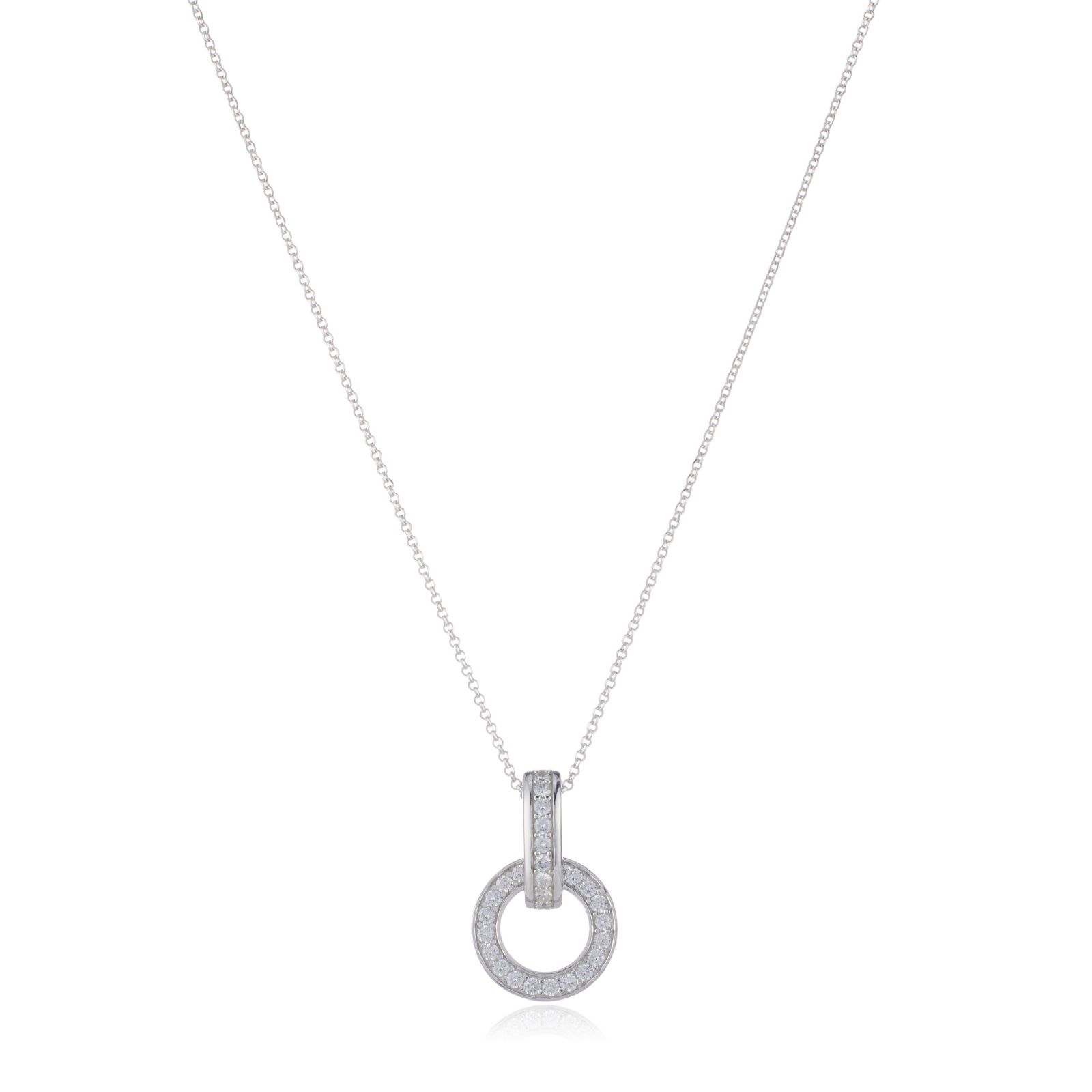 Diamonique 0.87ct tw Channel Set Circle Pendant Necklace Sterling Silver
