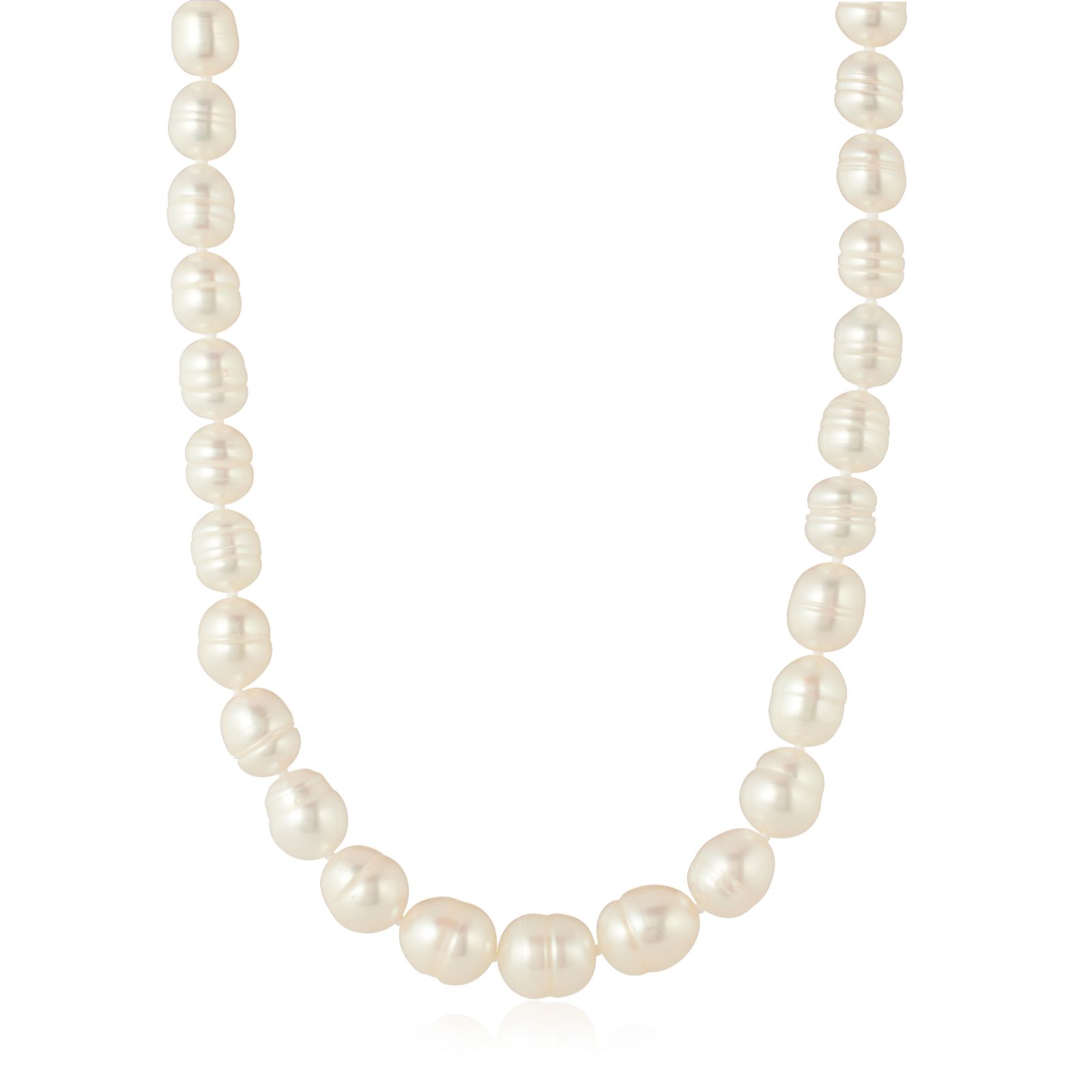 Lara Pearl 6-10mm Oval Pearl Necklace Stainless Steel