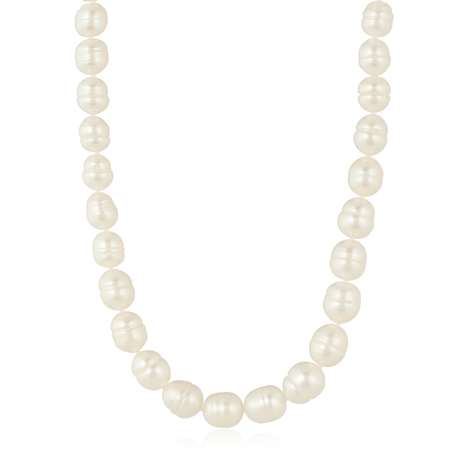 Lara Pearl 6-10mm Oval Pearl Necklace Stainless Steel