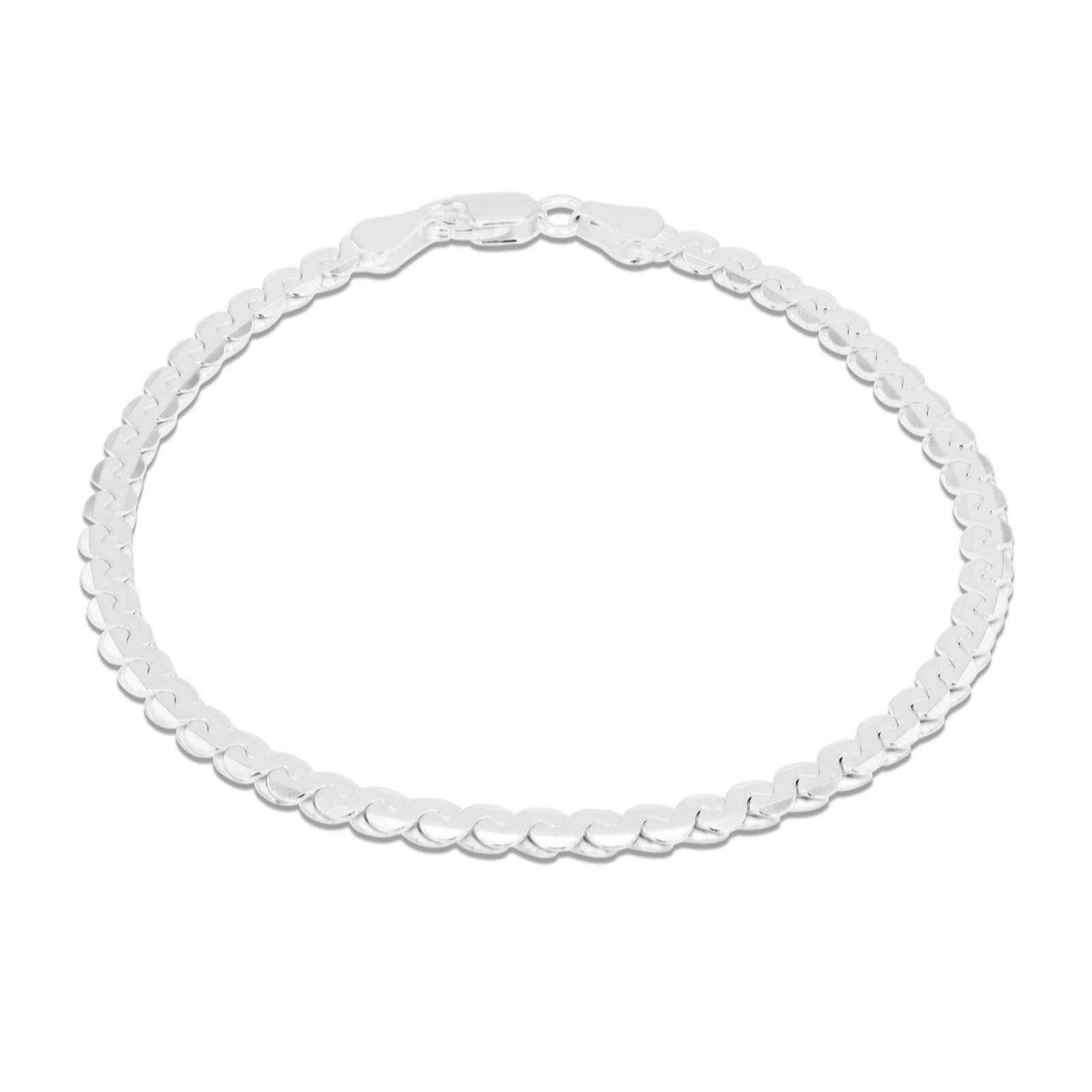 Faith & Brown Italian Crafted Serpentine Bracelet Sterling Silver