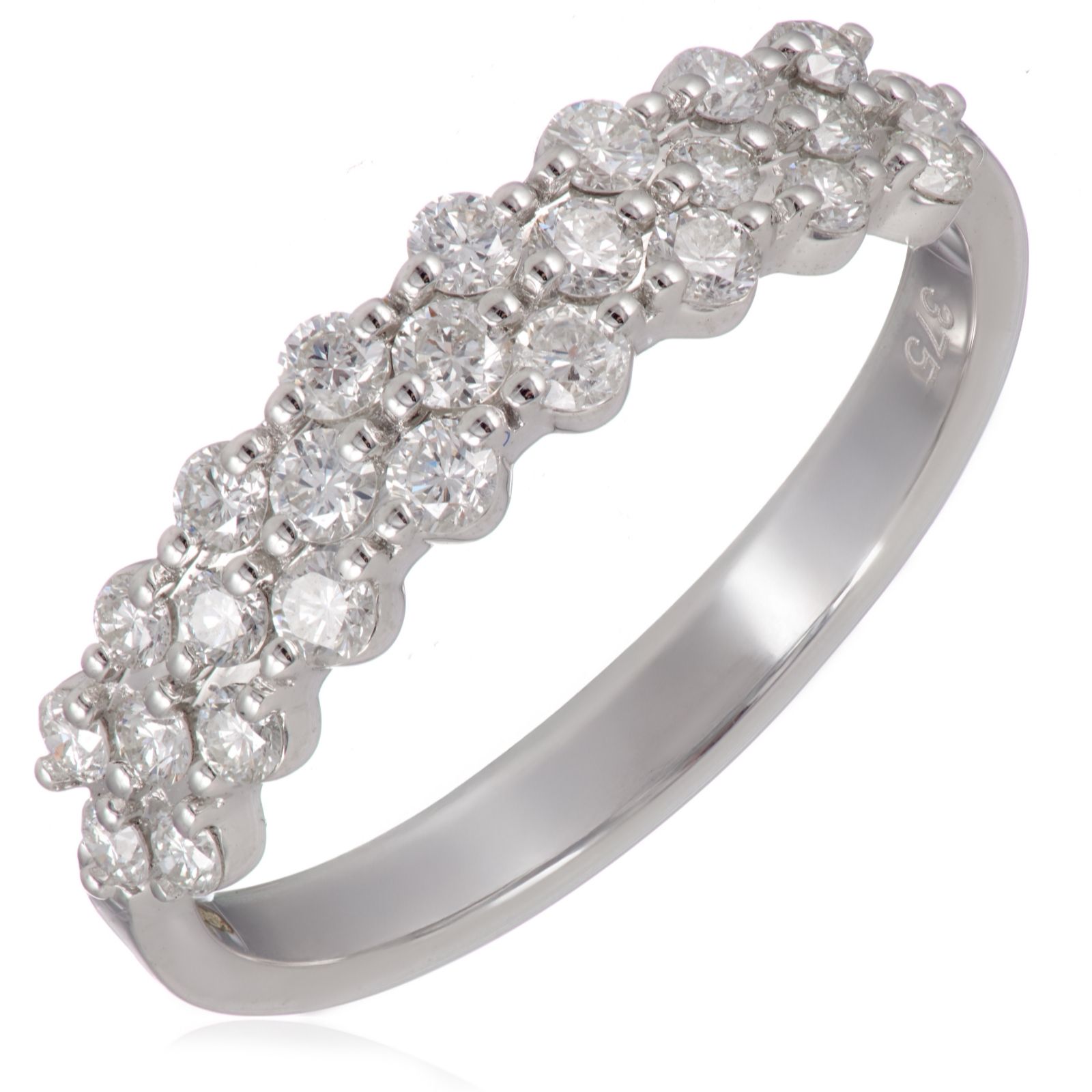 0.50ct Diamond Three Row Band Ring 9ct Gold