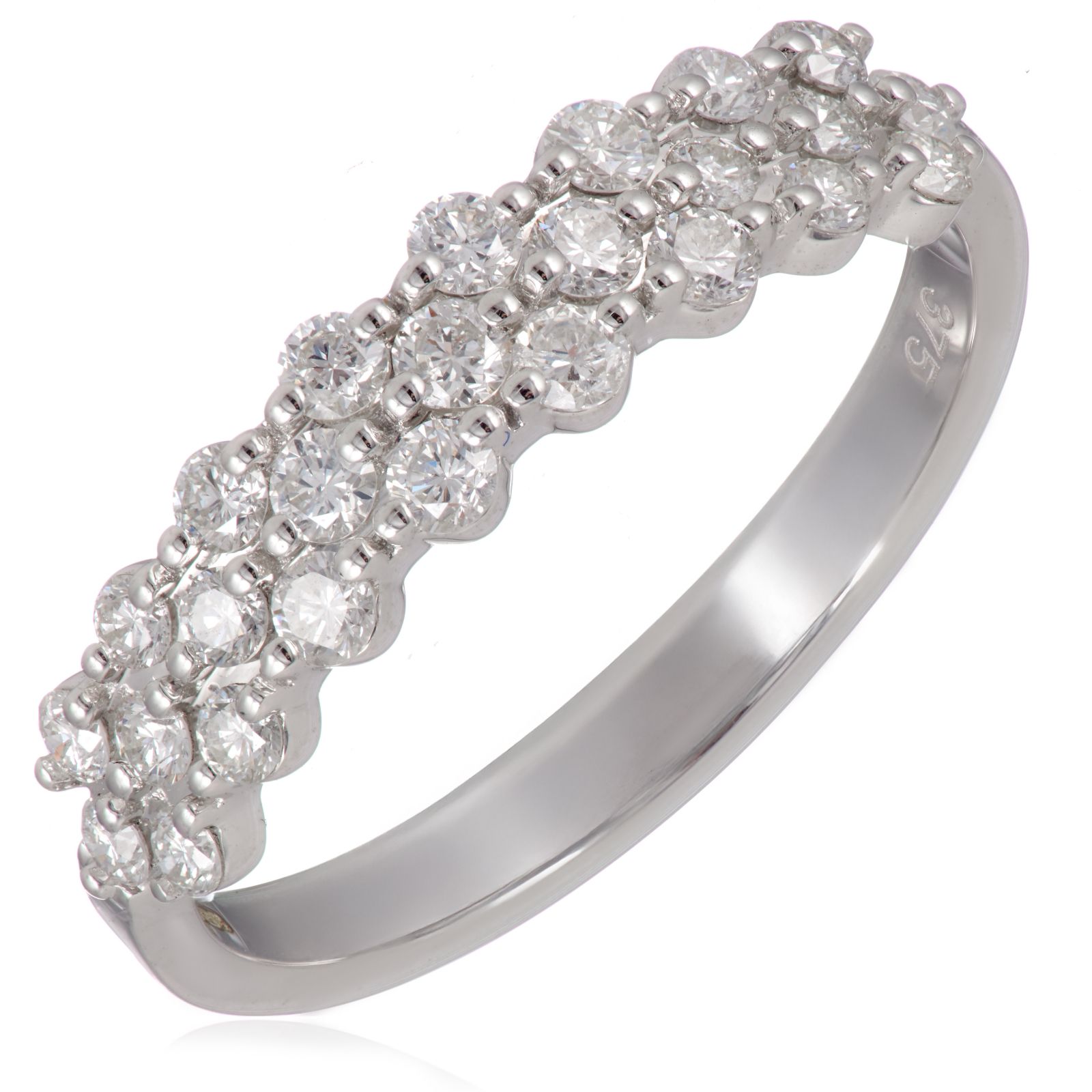 0.50ct Diamond Three Row Band Ring 9ct Gold