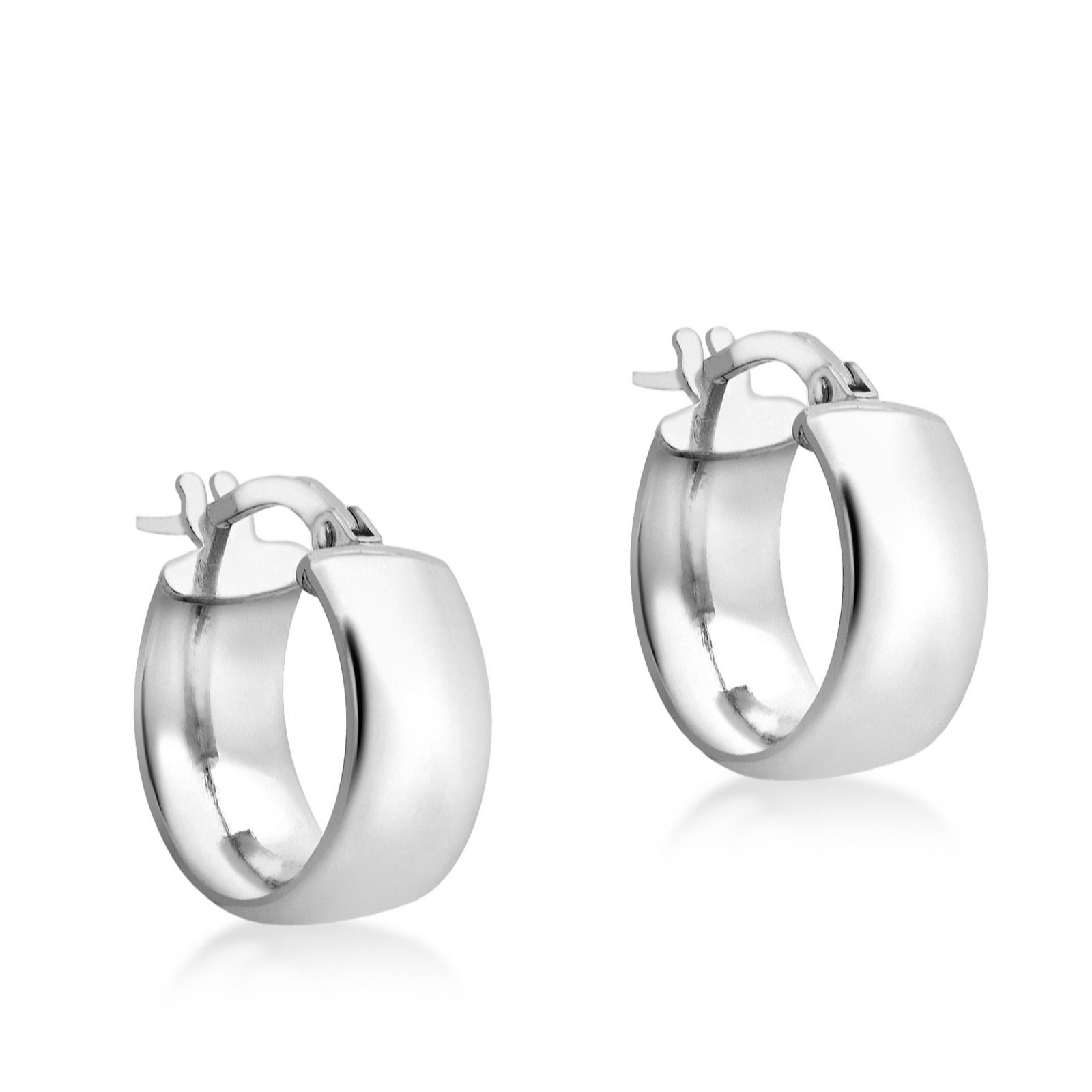 GOLD 9ct White Gold Small Band Hoop Earrings