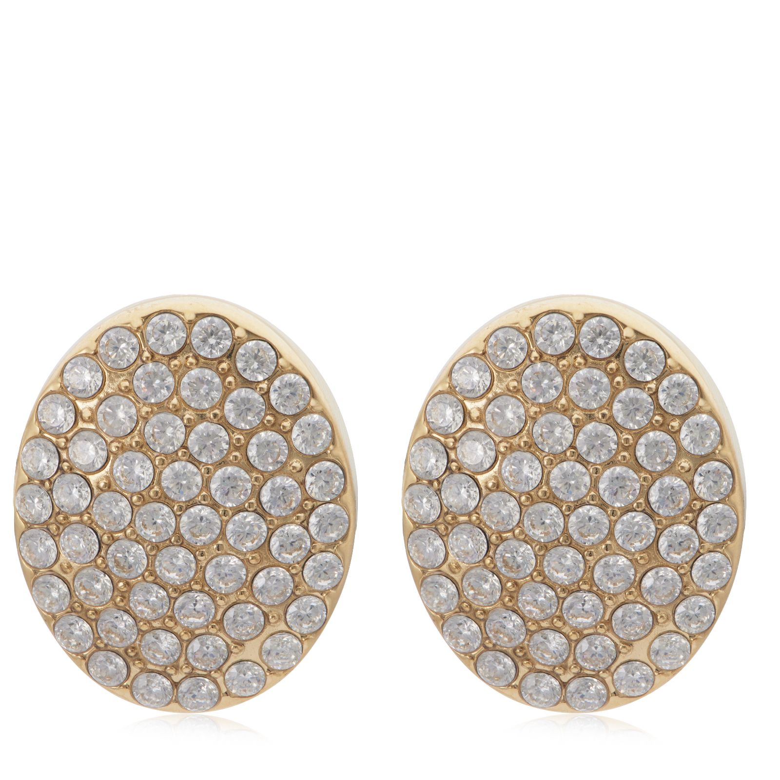 Steel by Diamonique Oval Pave Stud Earring Stainless Steel
