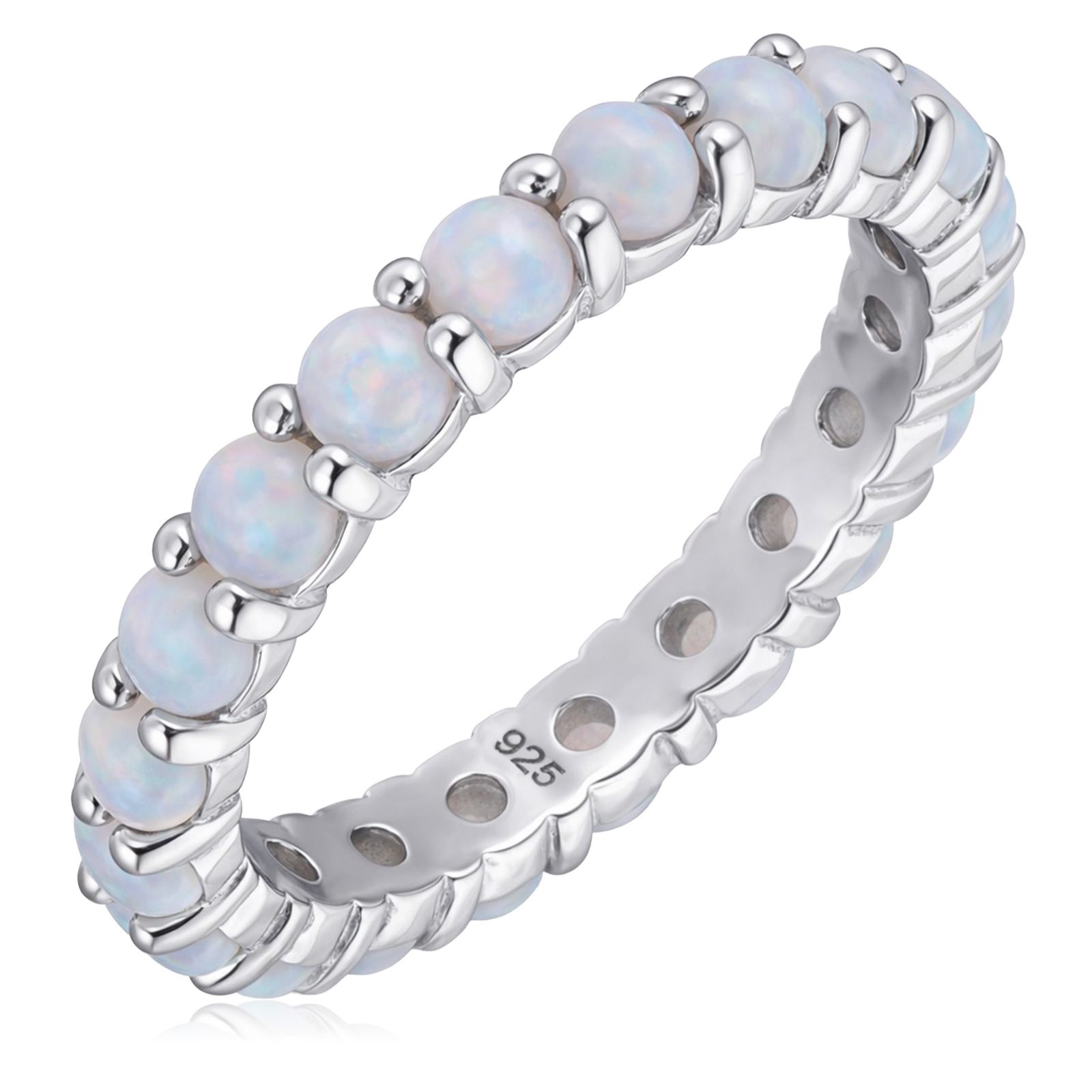 Diamonique 1.7ct tw Opal Eternity Ring Sterling Silver