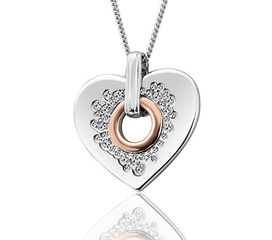 Clogau Cariad Sparkle Heart Pendant Sterling Silver & 9ct Gold