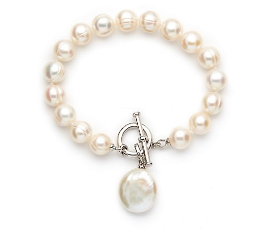 Lara Pearl 9mm Cultured Pearl Bracelet with Pearl Enhancer Sterling Silver