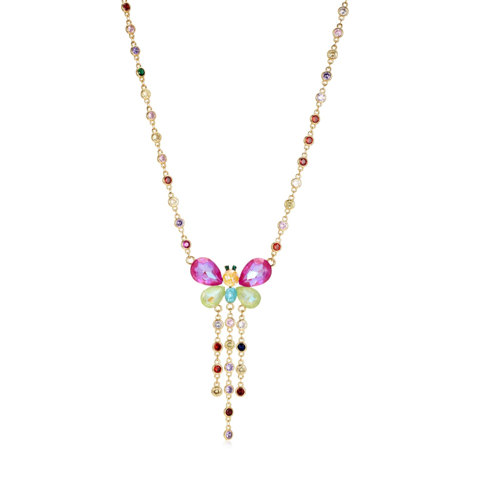 Butler & Wilson Crystal Butterfly with Drop Necklace - QVC UK