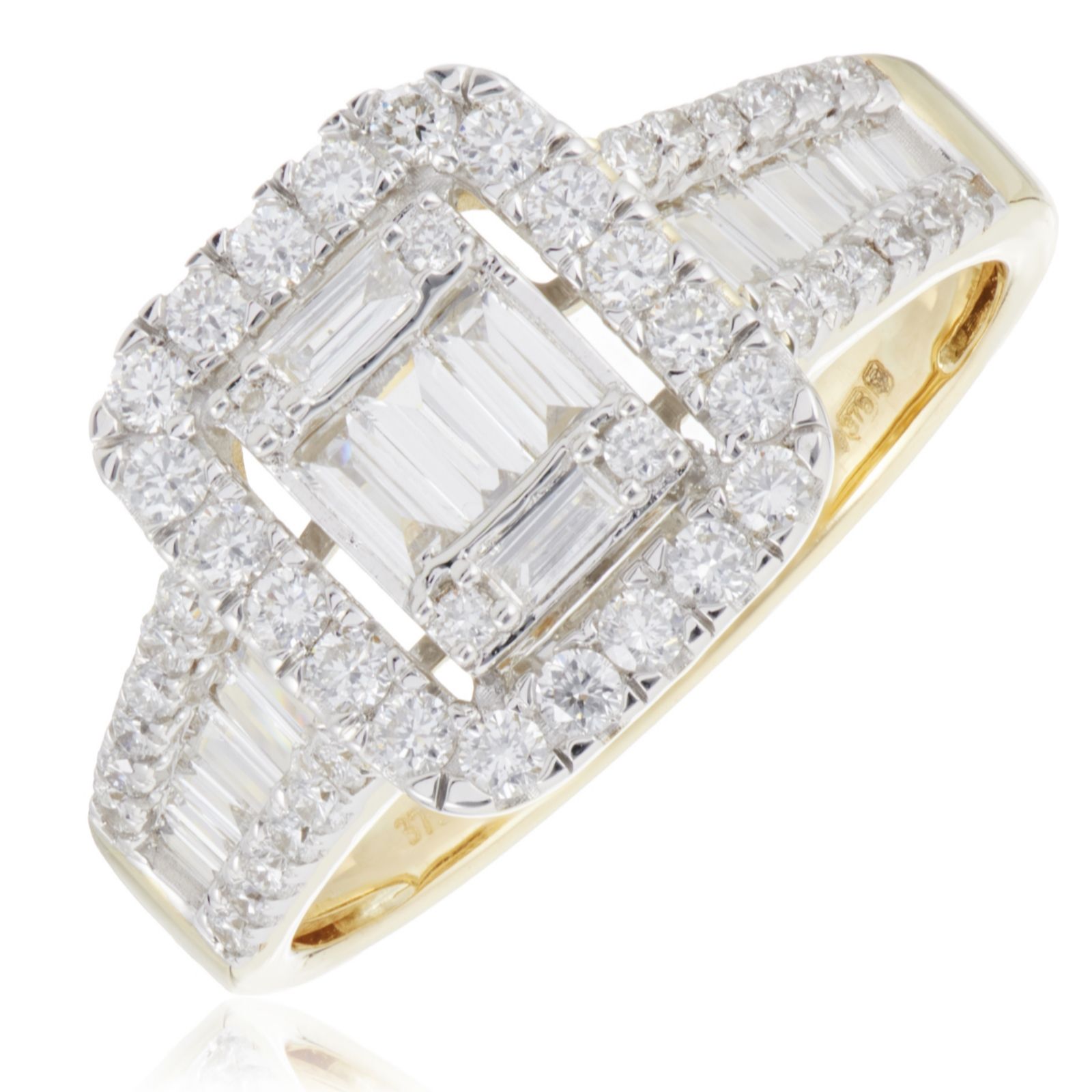 Fire Light 0.98ct Lab Grown Diamond Mixed Cut Ring 9ct Gold