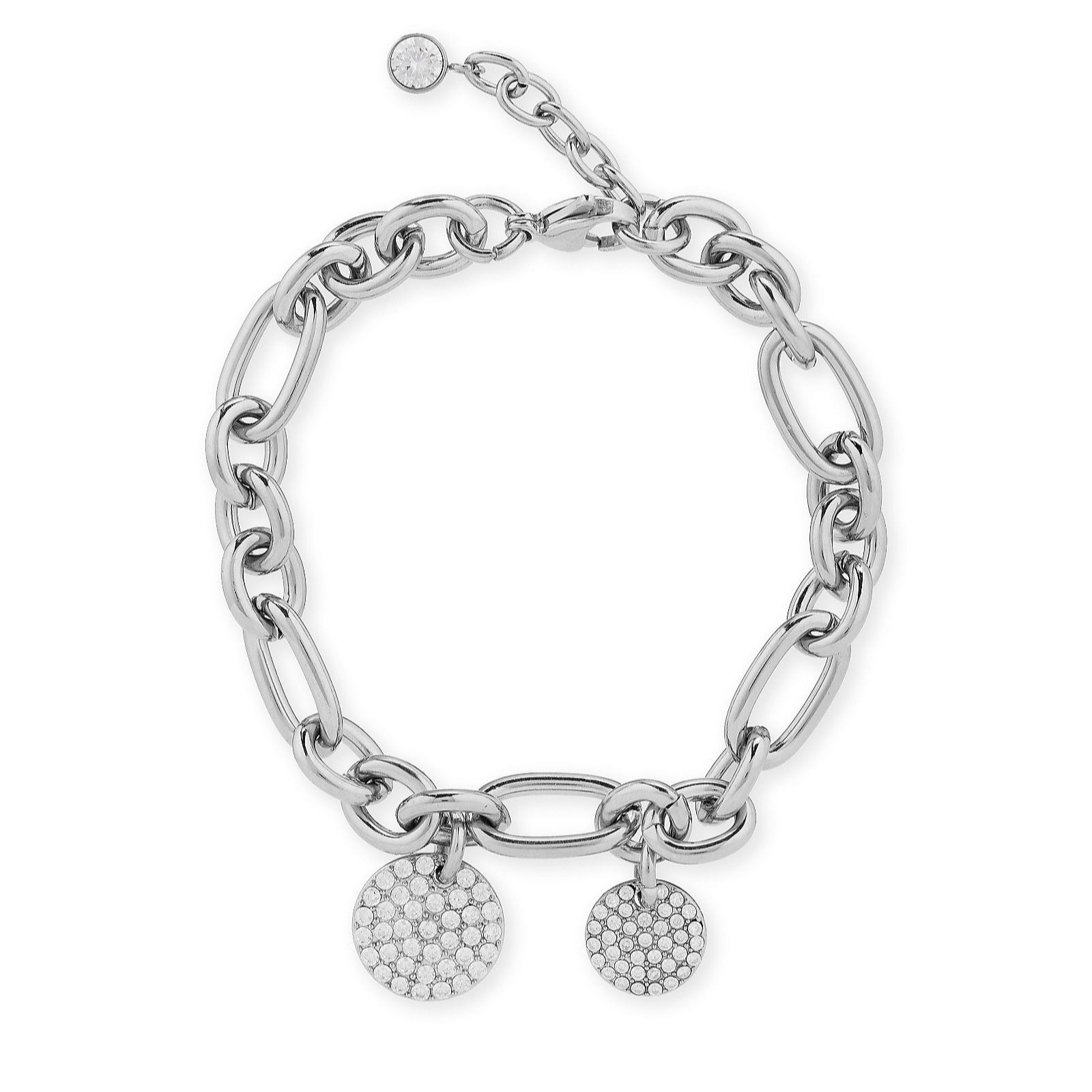 Steel by Diamonique Pave Disc 19cm Bracelet Stainless Steel