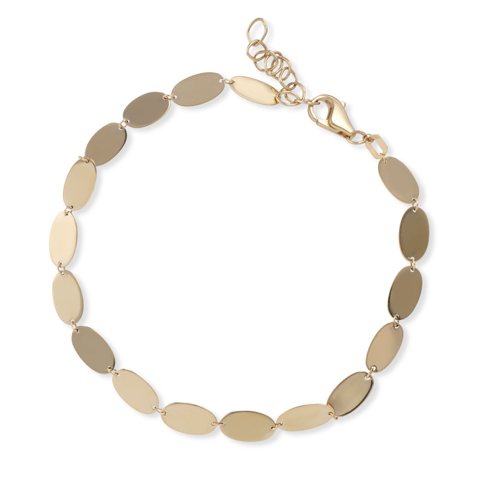 Gold 9ct Italian Gold Oval Disc Bracelet 2.3g