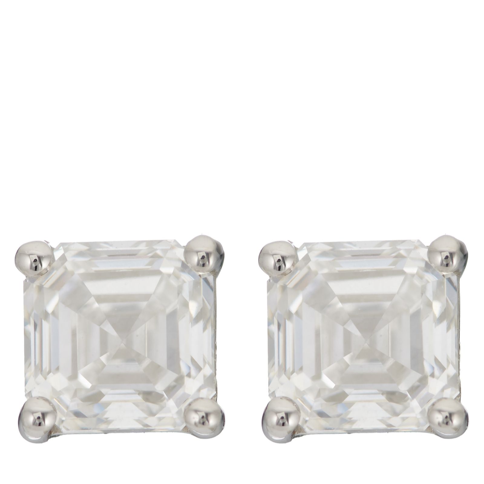 Fire Light 1ct Lab-Grown Diamond Asscher-Cut Stud Earrings Platinum