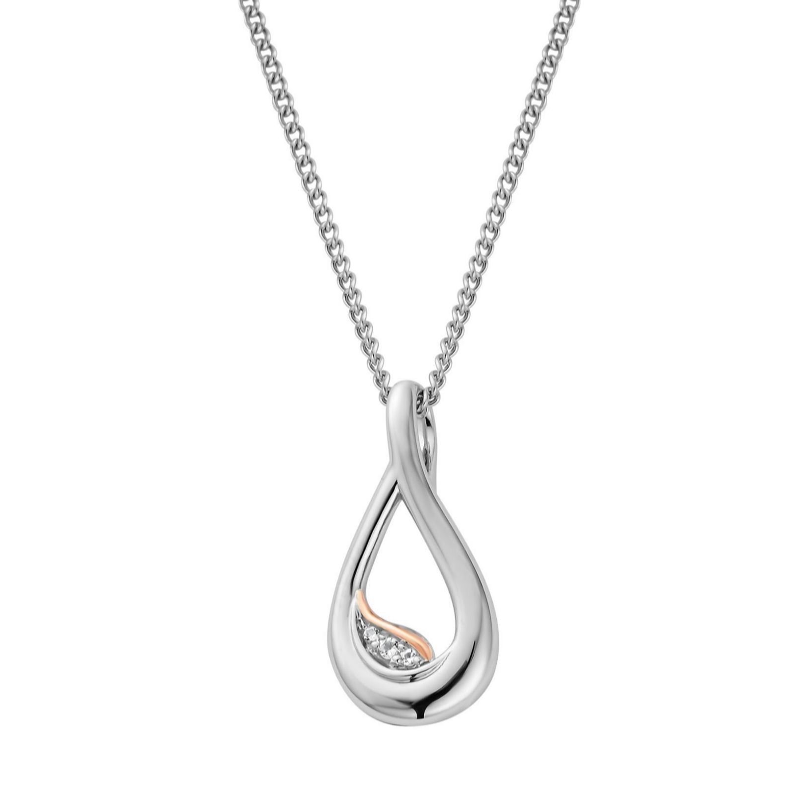 Clogau Past Present Future Sterling Silver Twist Pendant Topaz