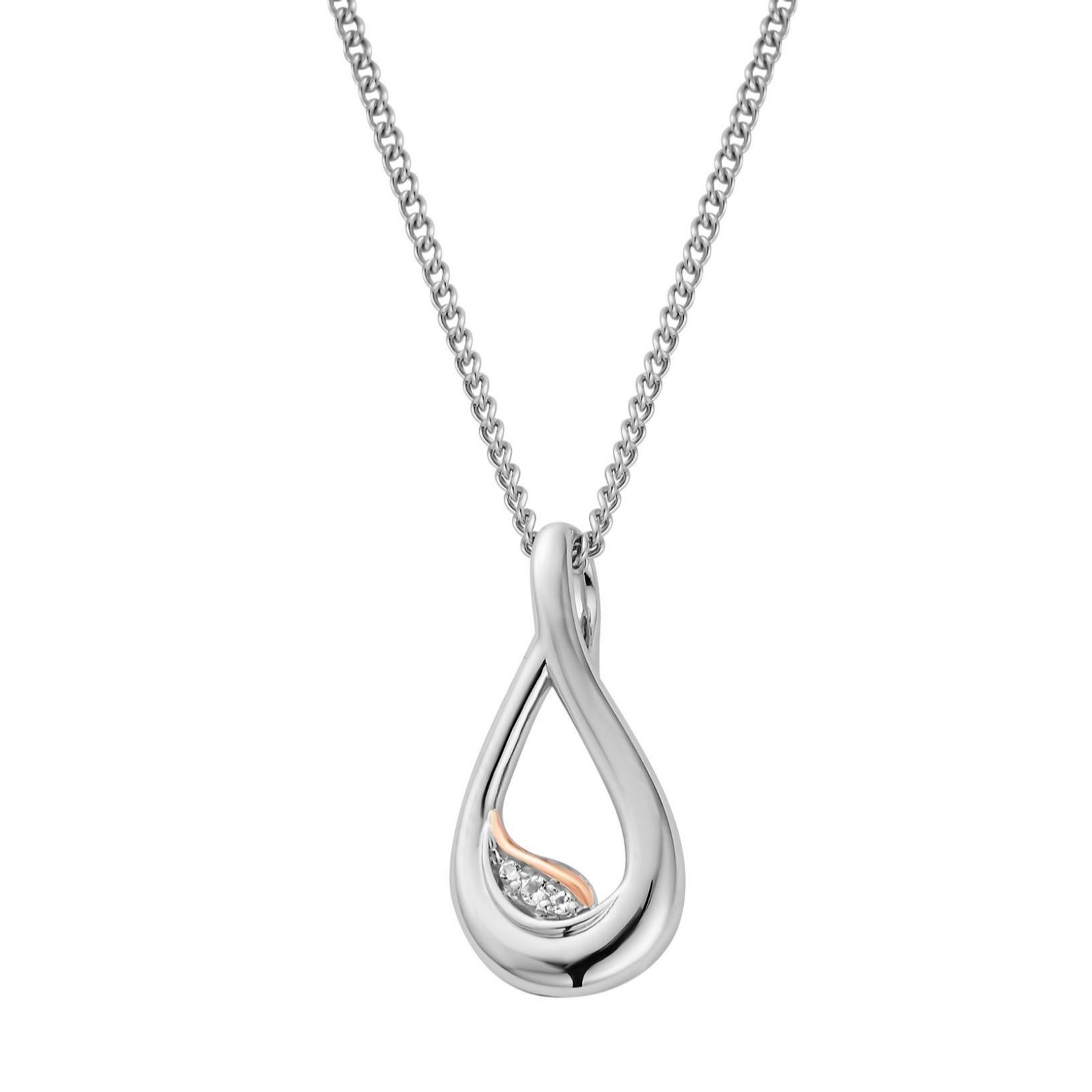 Clogau Past Present Future Sterling Silver Twist Pendant Topaz
