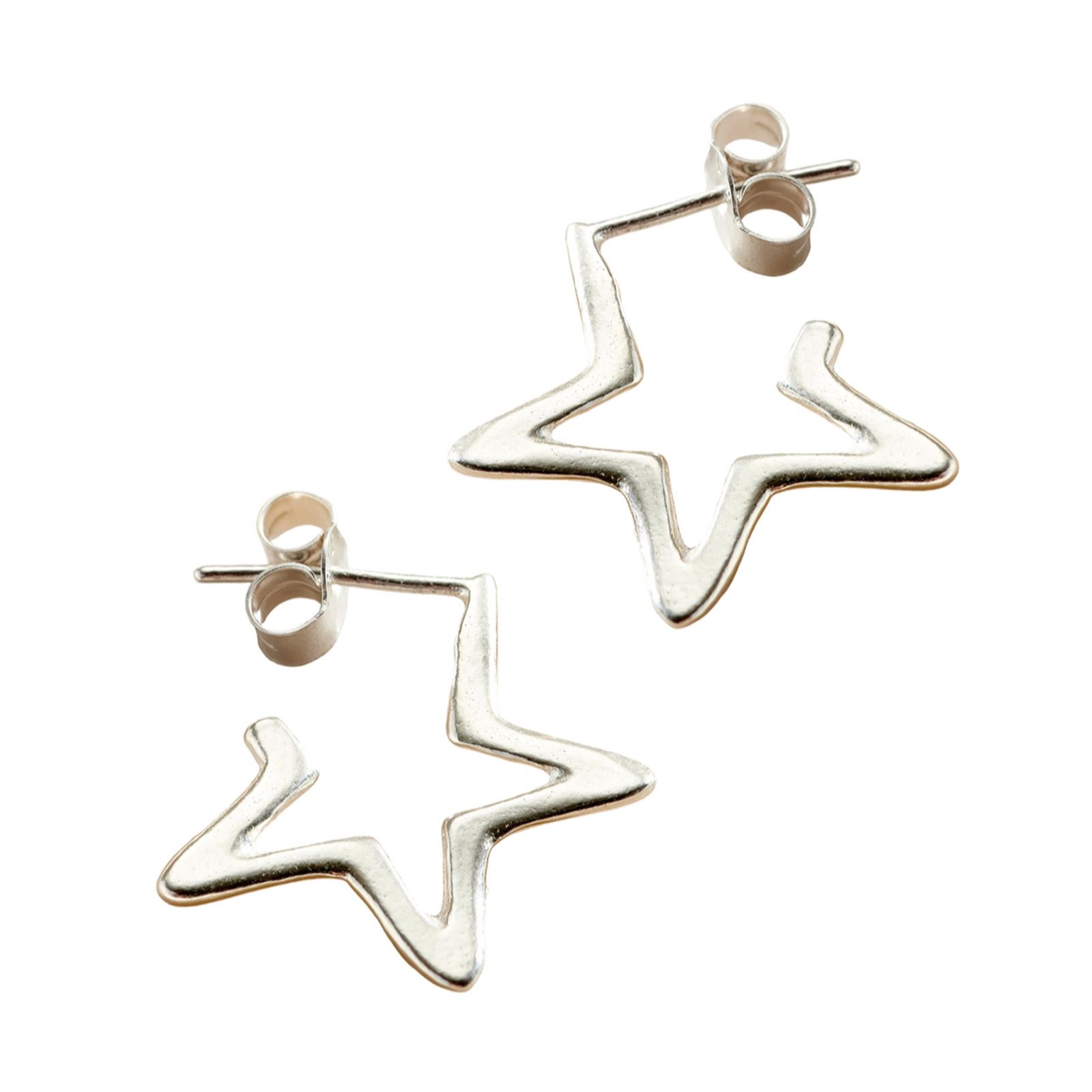 Posh Totty Designs Open Star Hoop Earrings Sterling Silver