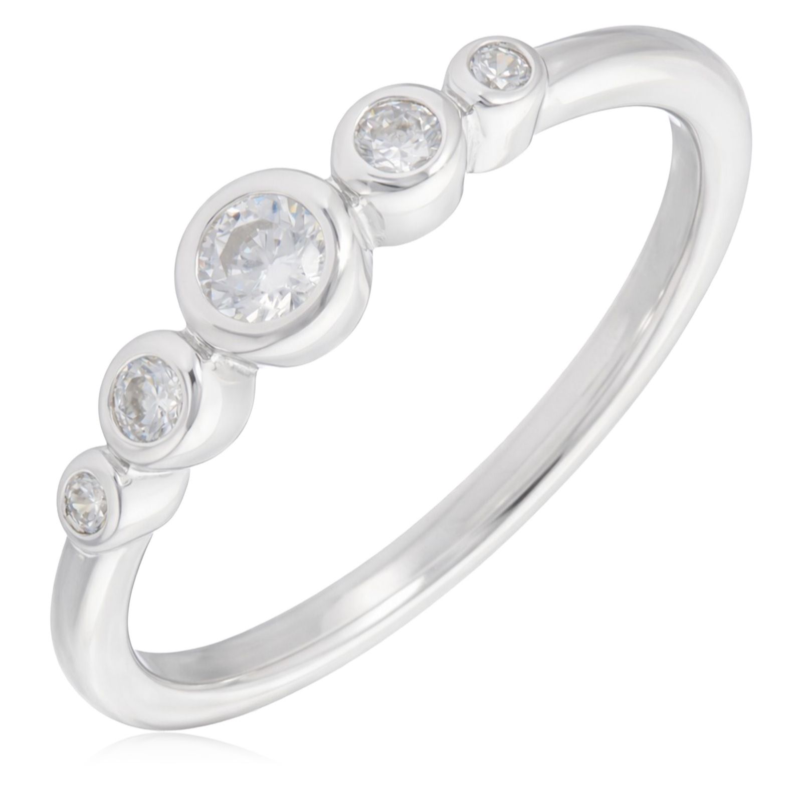 Diamonique 0.18ct tw 5 Stone Graduated Ring Sterling Silver