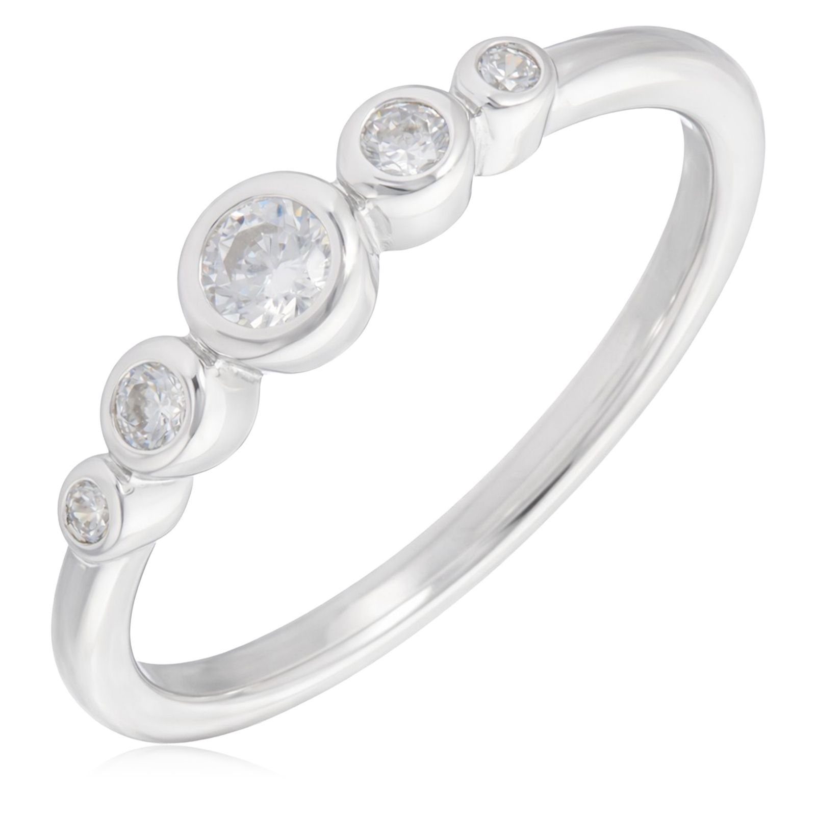Diamonique 0.18ct tw 5 Stone Graduated Ring Sterling Silver