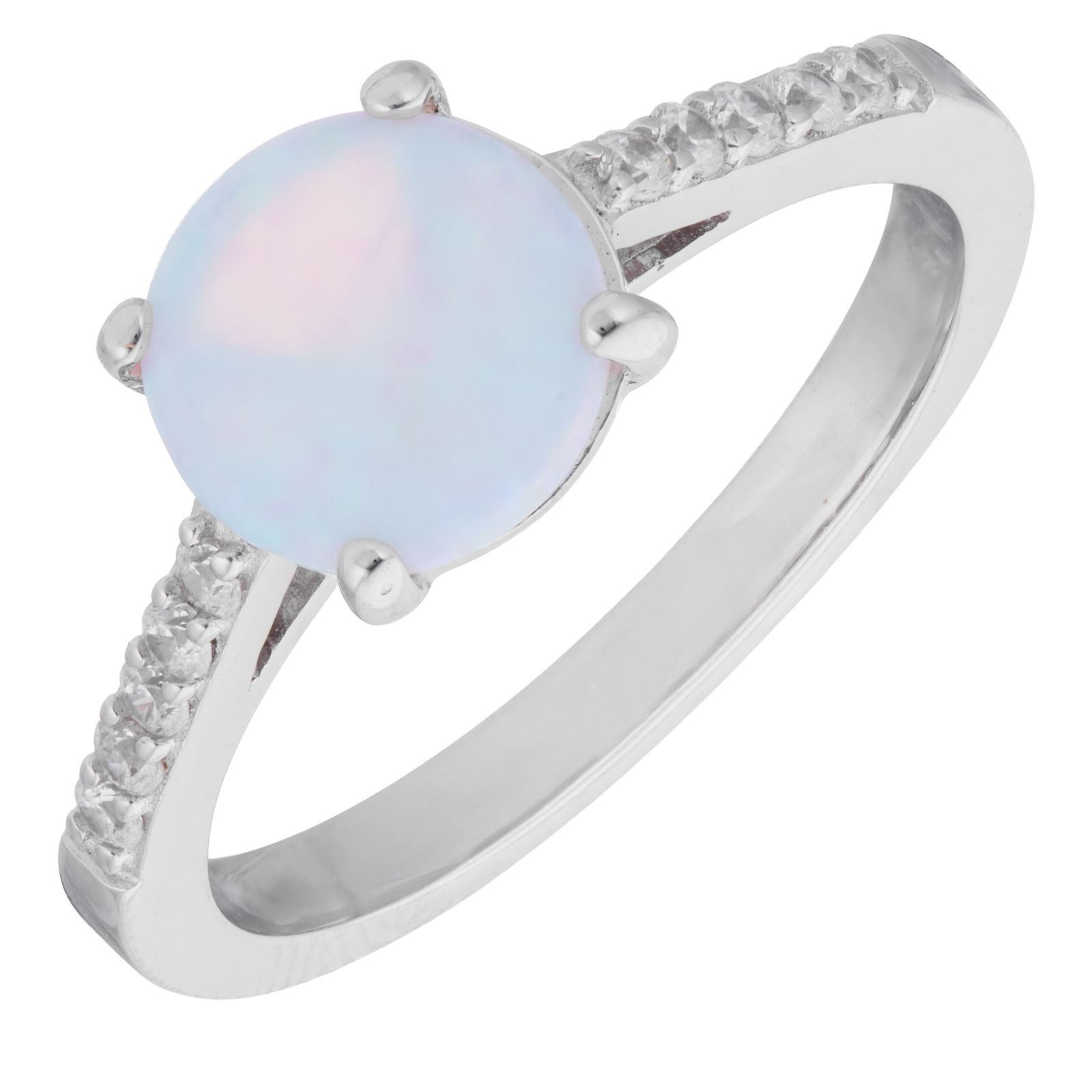 Diamonique 0.10ct Opal Eternity Ring Sterling Silver