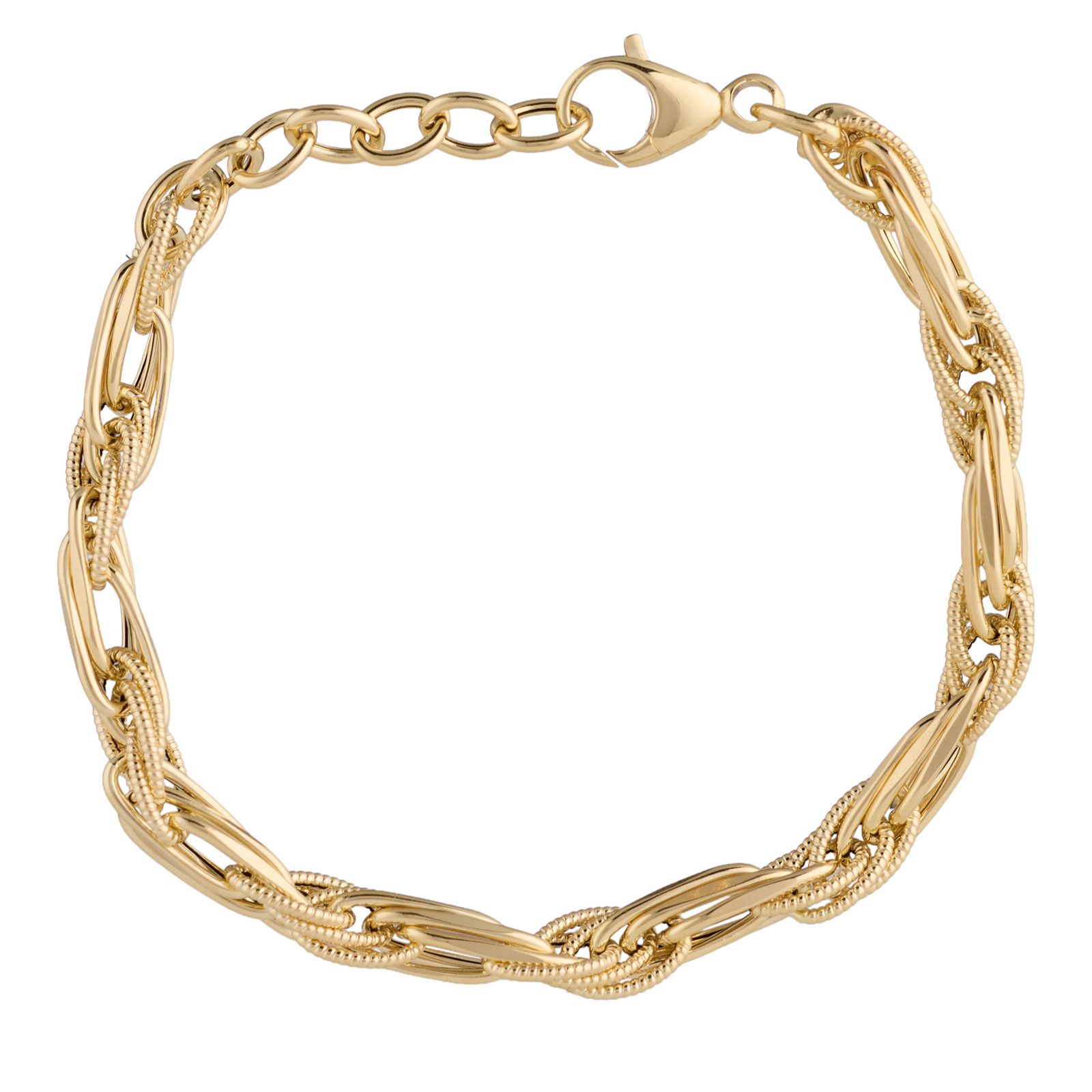 GOLD 9ct Italian Gold Torchon Rigato 19cm Bracelet