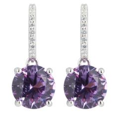Diamonique 2.9ct tw Simulated Alexandrite Earring Sterling Silver
