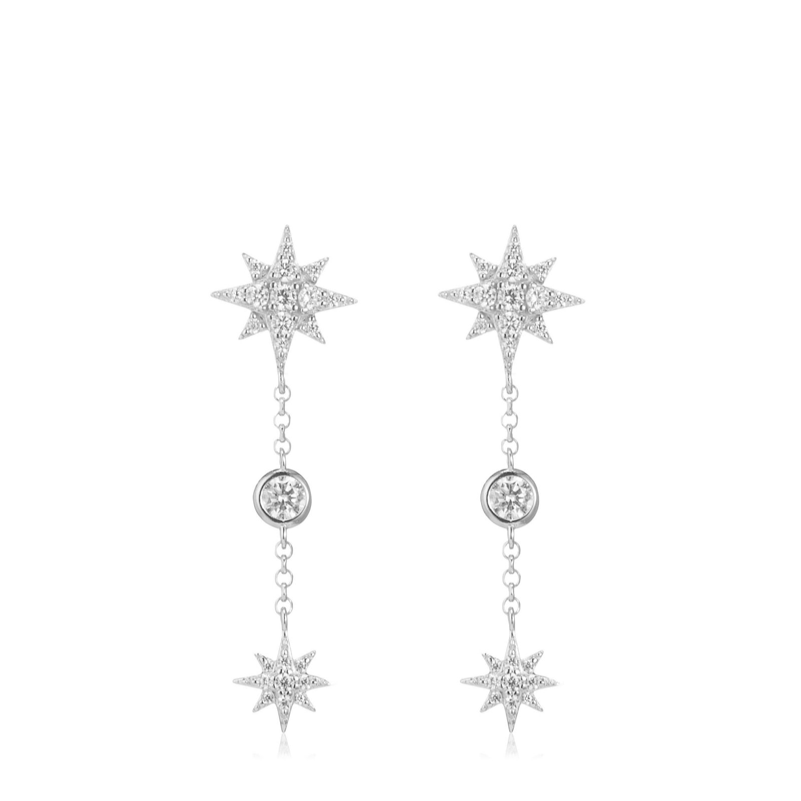 Goddess by Diamonique Guiding Star Drop Earrings Sterling Silver - QVC UK