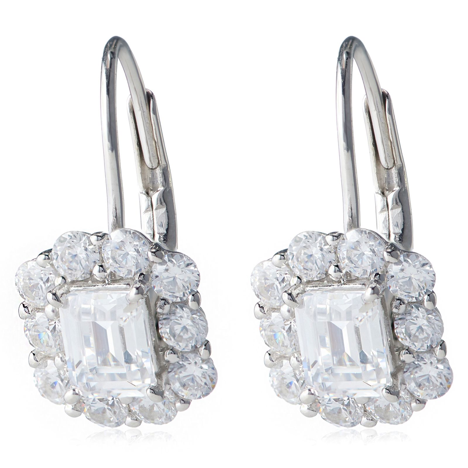 Diamonique 1.8ct tw Vintage Style Leverback Earrings Sterling Silver