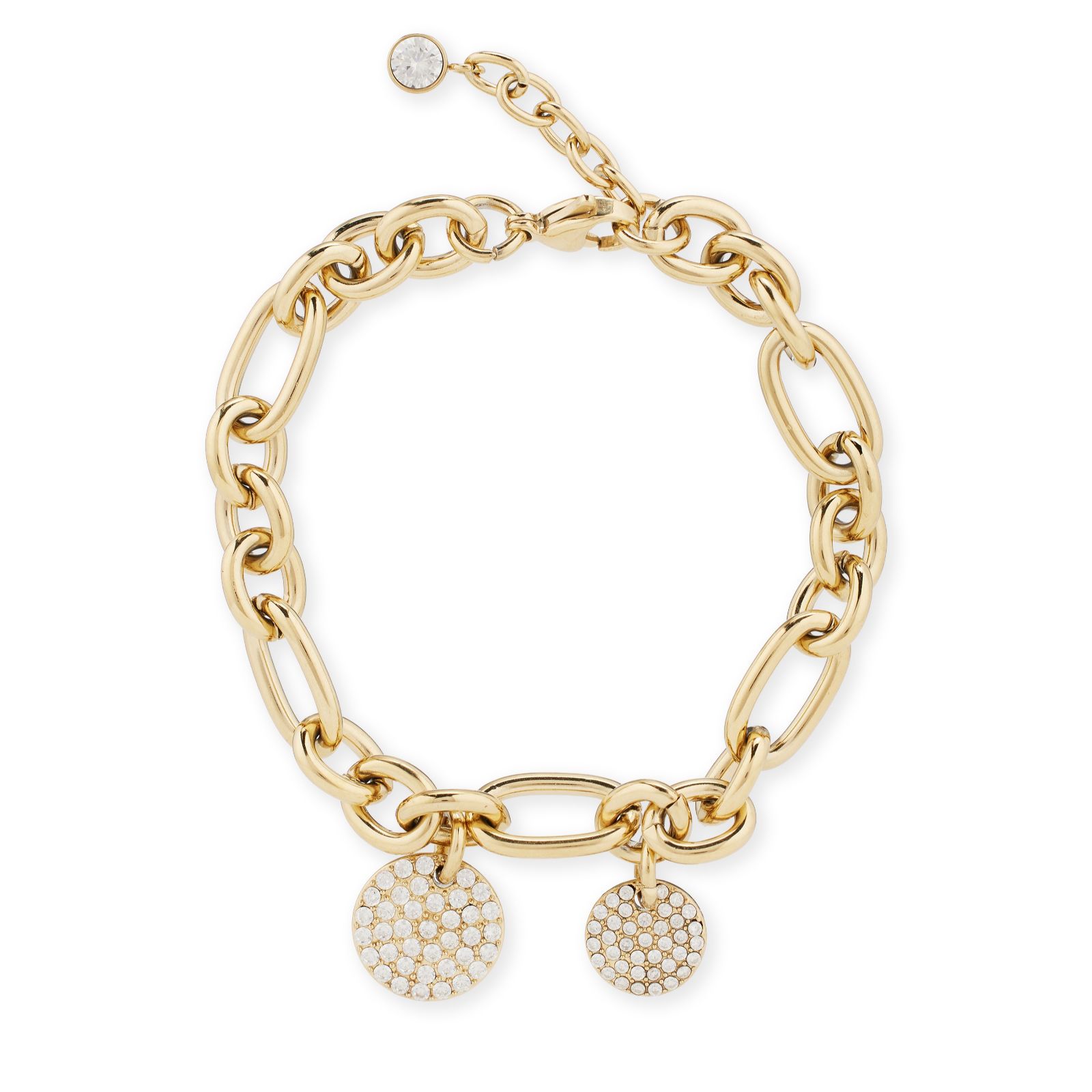 Steel by Diamonique Pave Disc Necklace Stainless Steel