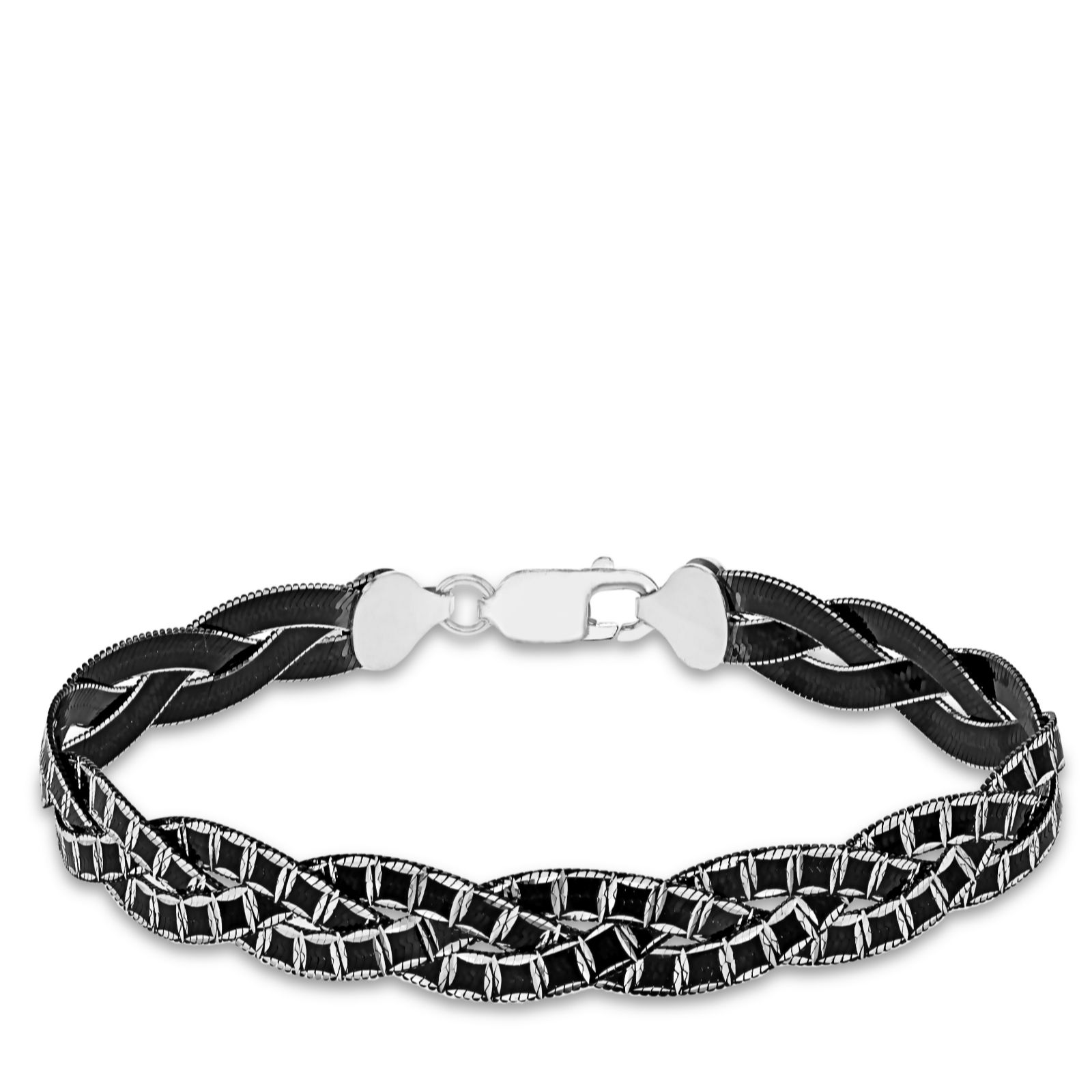 Faith & Brown Italian Crafted Monochrome Cubed Herringbone Plait Bracelet