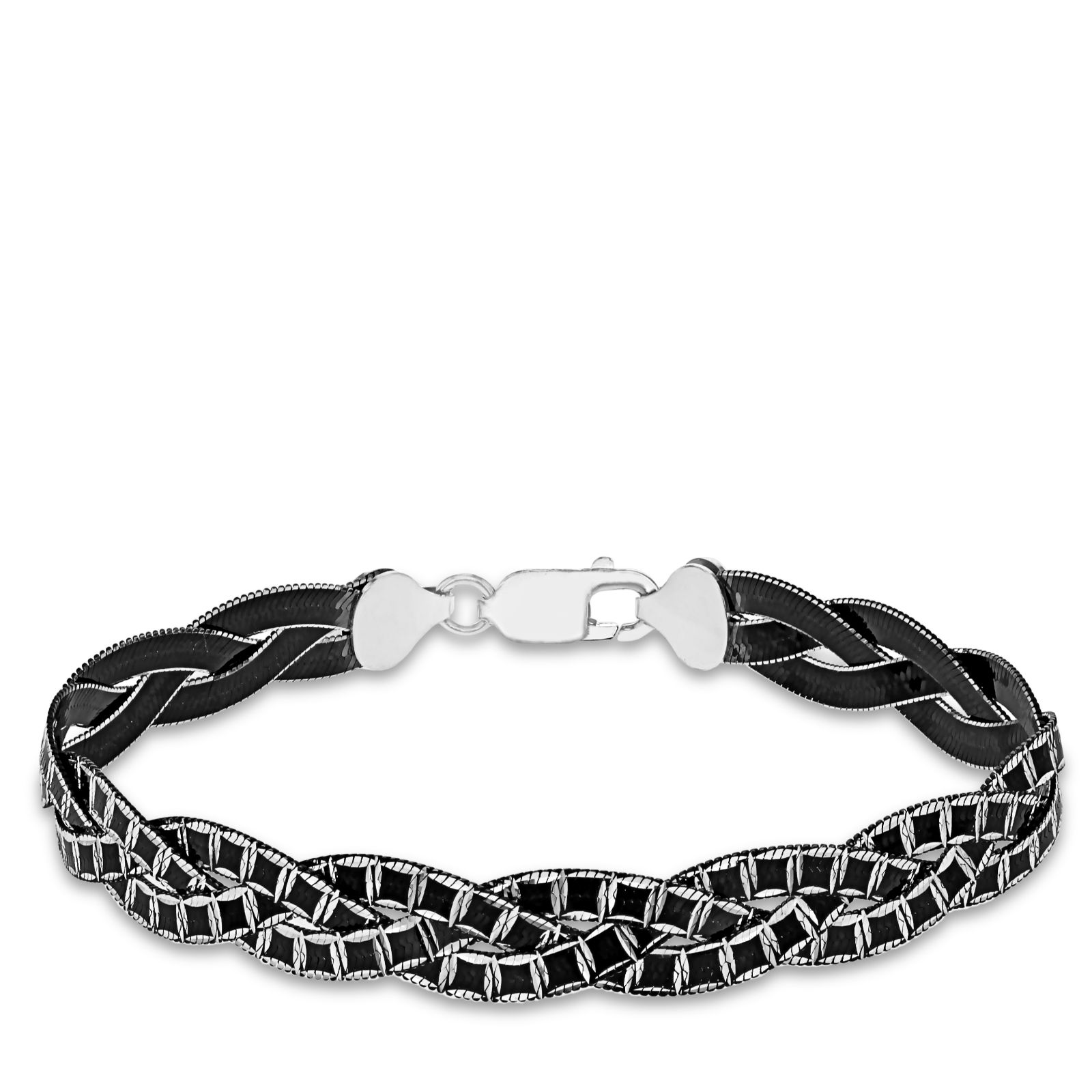 Faith & Brown Italian Crafted Monochrome Cubed Herringbone Plait Bracelet