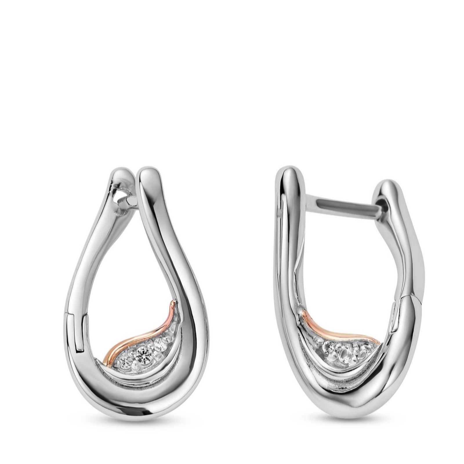 Clogau Past Present Future Sterling Silver Twist Hoop Earrings Topaz
