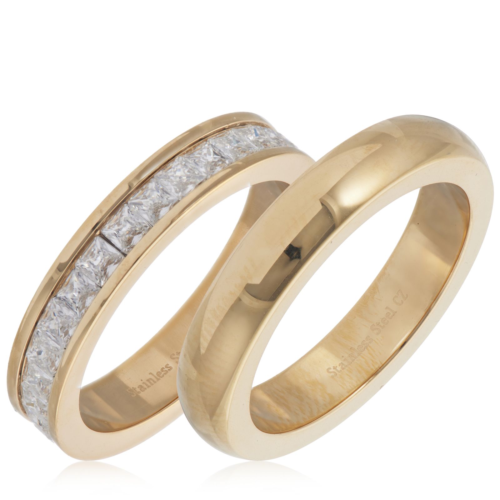 Steel by Diamonique Choice of Cut Ring set Stainless Steel