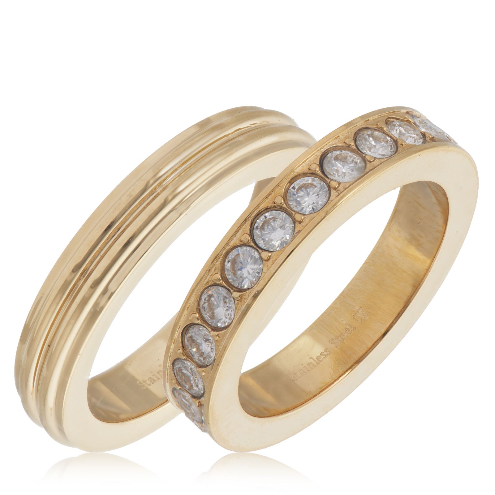 Steel by Diamonique Choice of Cut Ring Set Stainless Steel