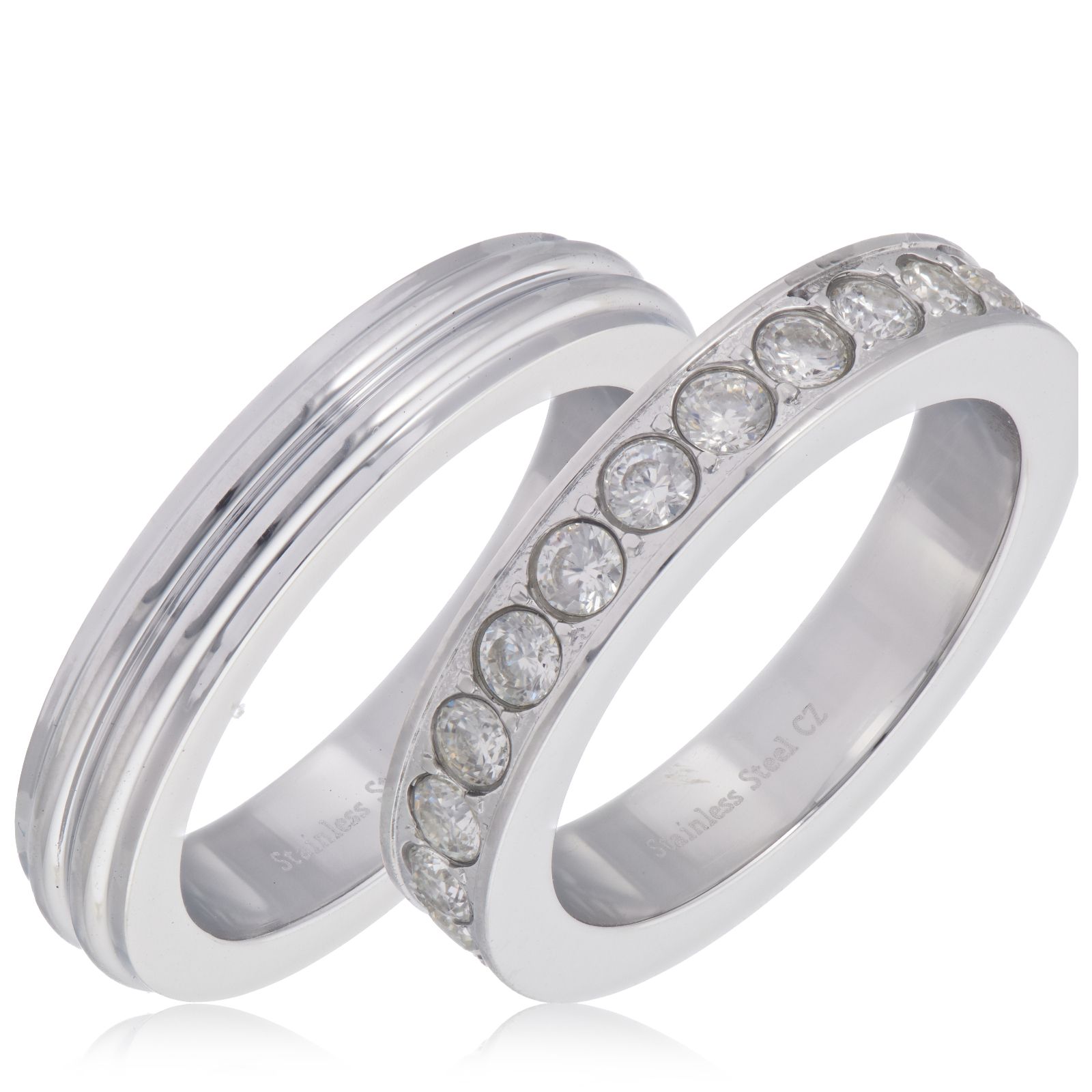 Steel by Diamonique Choice of Cut Ring set Stainless Steel