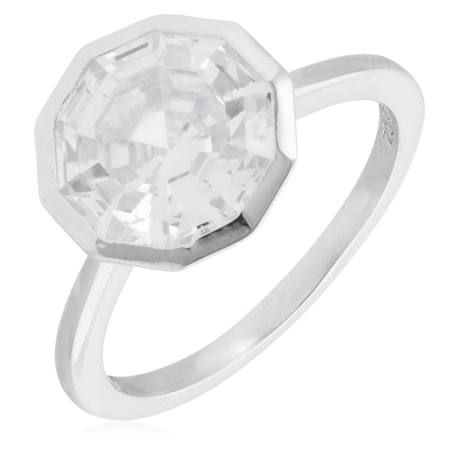 Diamonique 4ct tw Octagon Statement Ring Sterling Silver