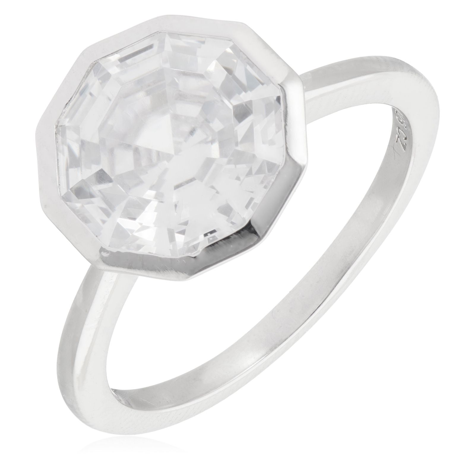 Diamonique 4ct tw Octagon Statement Ring Sterling Silver