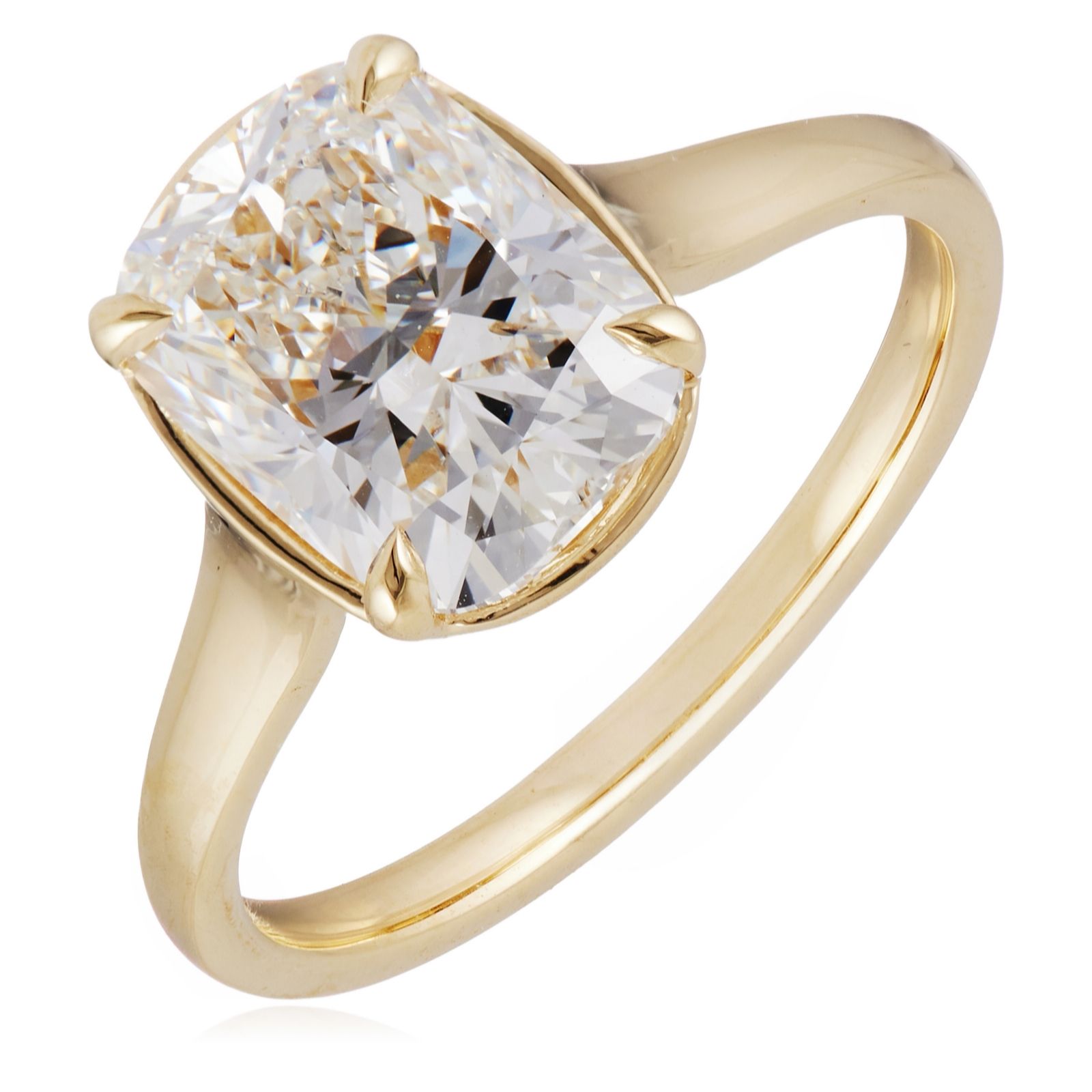 Fire Light 3ct Lab Grown Diamond Cushion Cut Solitaire Ring 14ct Gold