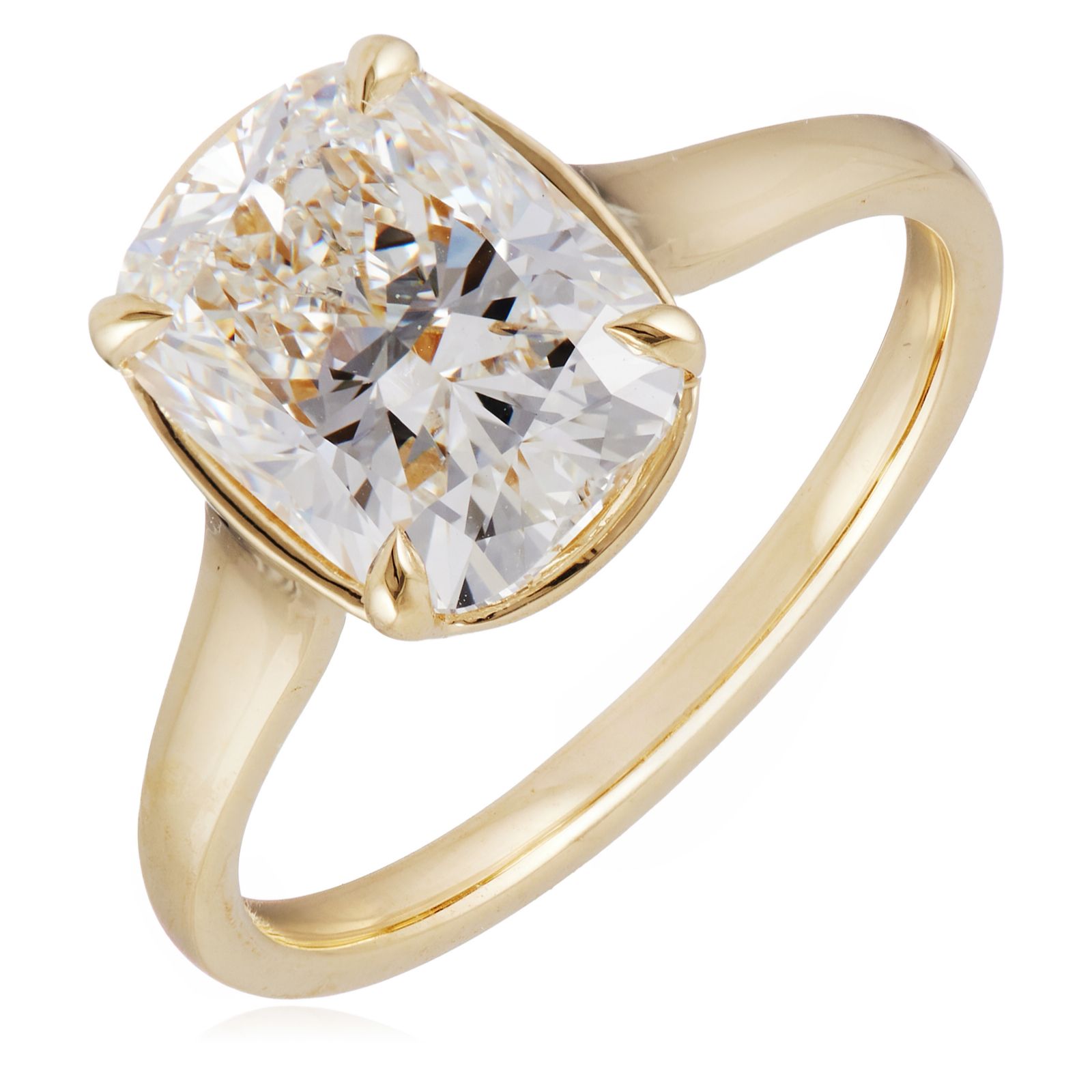 Fire Light 3ct Lab Grown Diamond Cushion Cut Solitaire Ring 14ct Gold